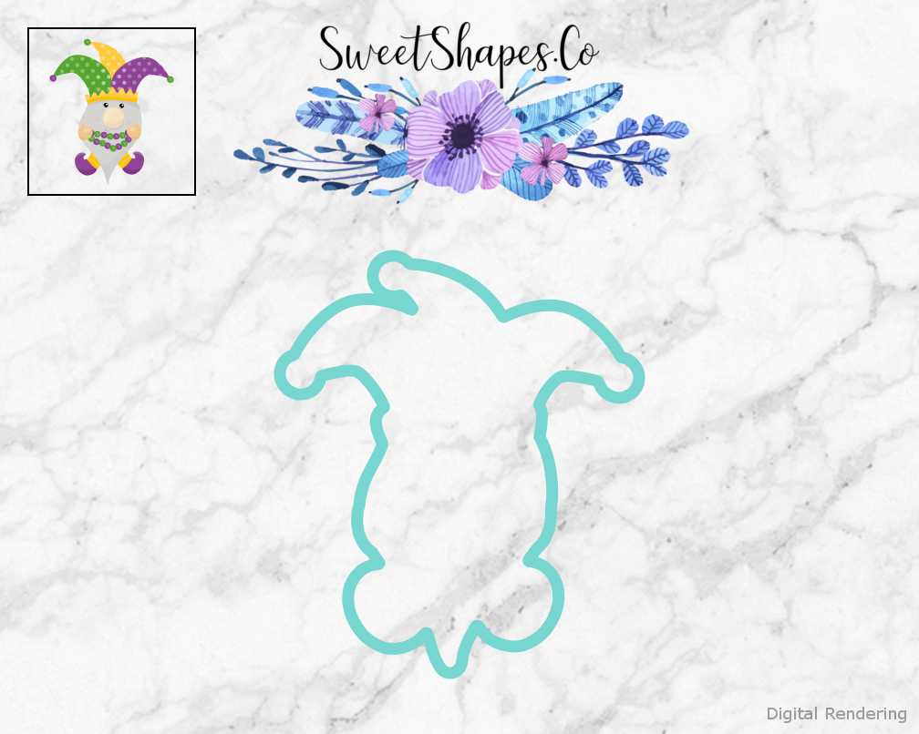 Mardi Gras Gnome 3 Cookie Cutter