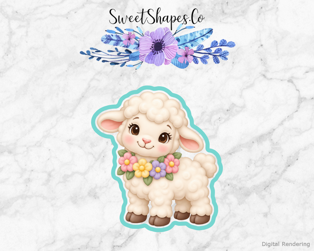 Meadow Easter Lamb With Flower Collar Cookie Cutter