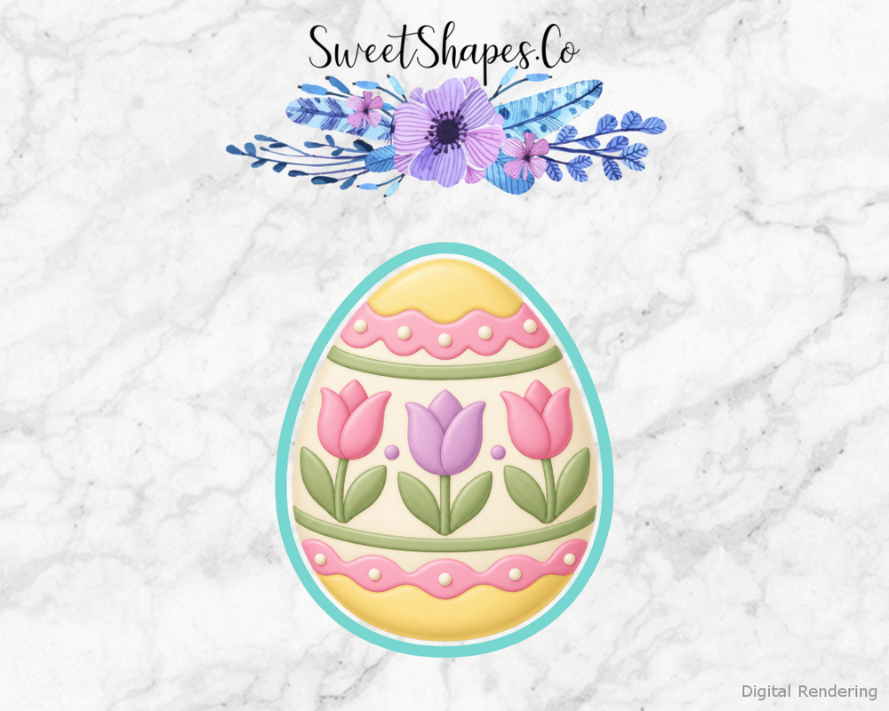 Meadow Easter Tulip-Patterned Egg Cookie Cutter