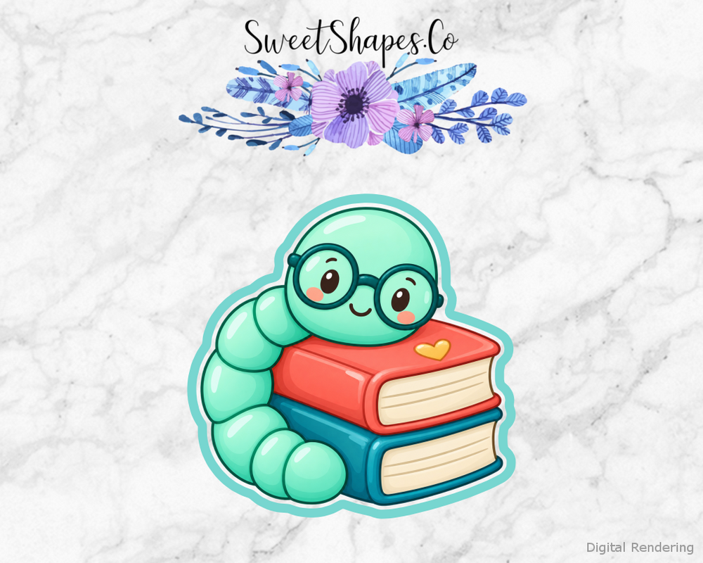 Minty Little Bookworm Cookie Cutter