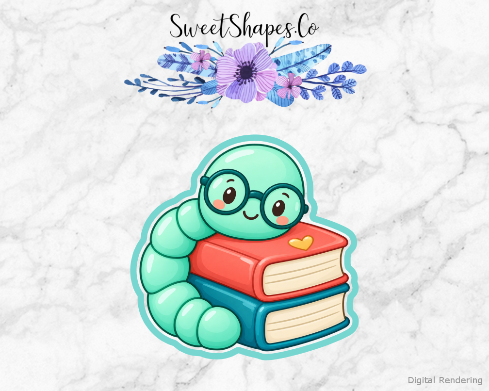 Minty Little Bookworm Cookie Cutter