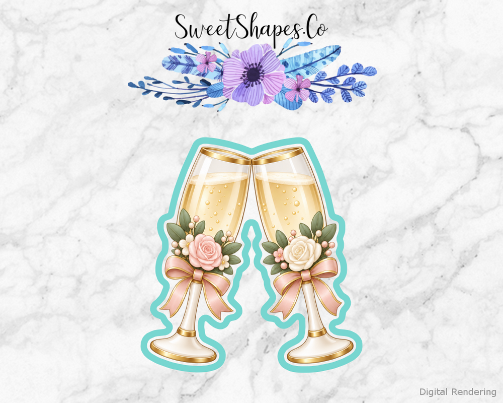 Modern Wedding Pair of Toasting Glasses Cookie Cutter