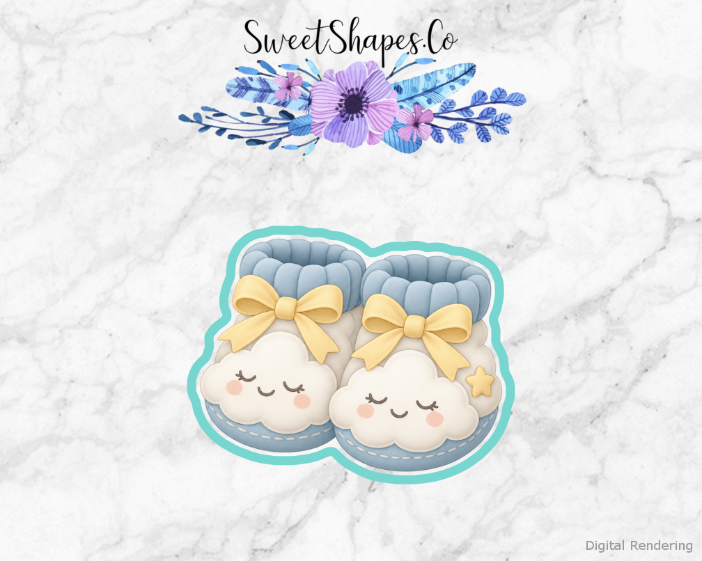 Moon Shower Cloud Baby Booties Cookie Cutter