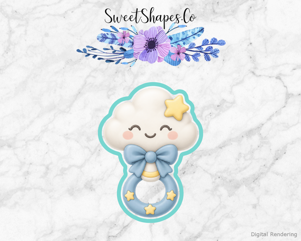 Moon Shower Cloud Baby Rattle Cookie Cutter