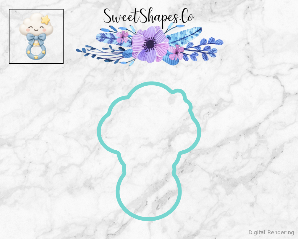 Moon Shower Cloud Baby Rattle Cookie Cutter
