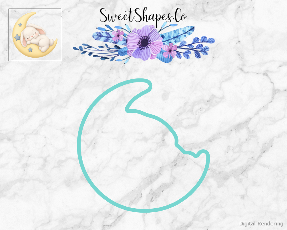 Moon Shower Sleeping Bunny on Crescent Cookie Cutter