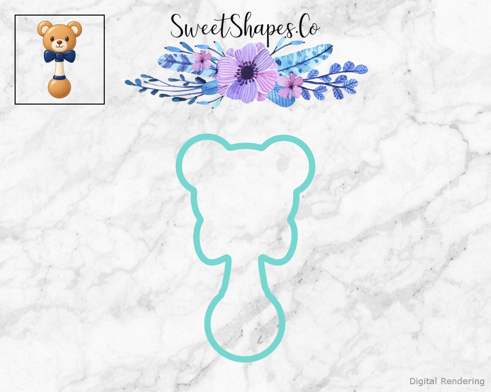 Navy Bow Teddy Rattle Cookie Cutter