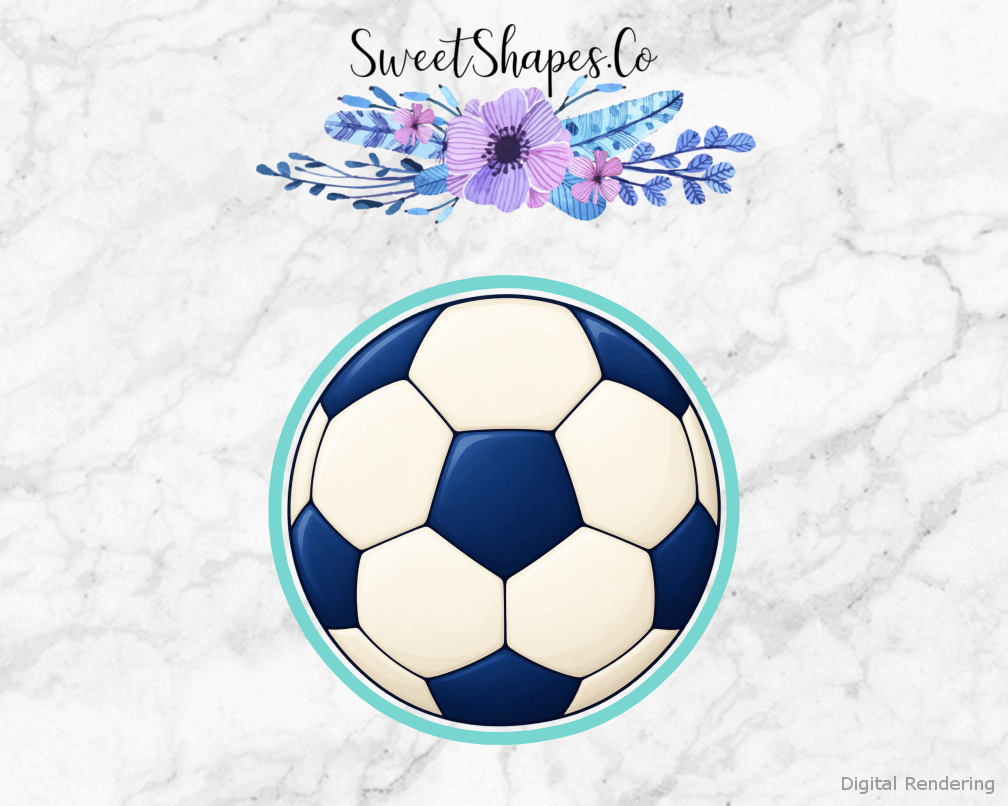 Navy Ivory Soccer Ball Cookie Cutter