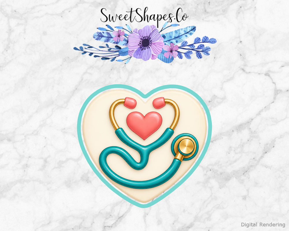 Nurse Care Heart-Backed Stethoscope Cookie Cutter
