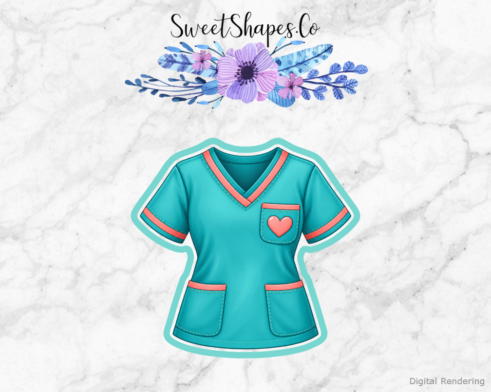Nurse Care Heart-Pocket Scrub Top Cookie Cutter