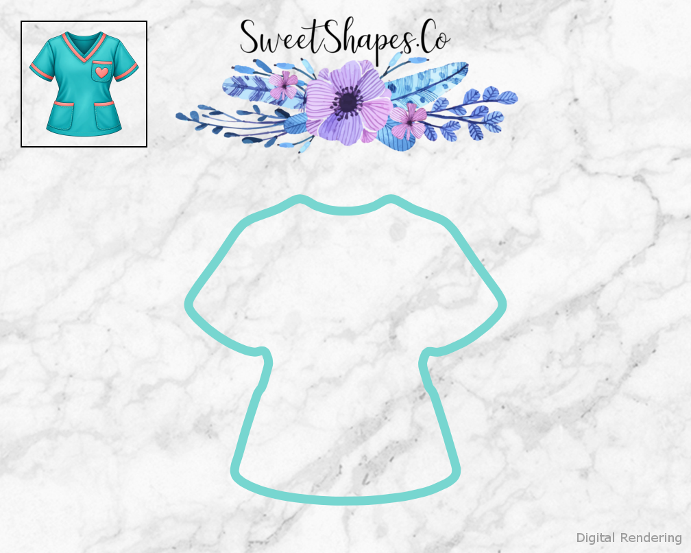 Nurse Care Heart-Pocket Scrub Top Cookie Cutter