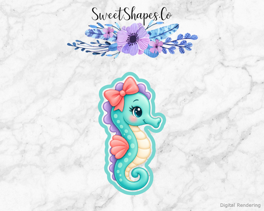 Ocean Party Bow-Wearing Seahorse Cookie Cutter
