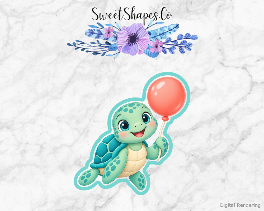 Ocean Party Turtle With Balloon Cookie Cutter