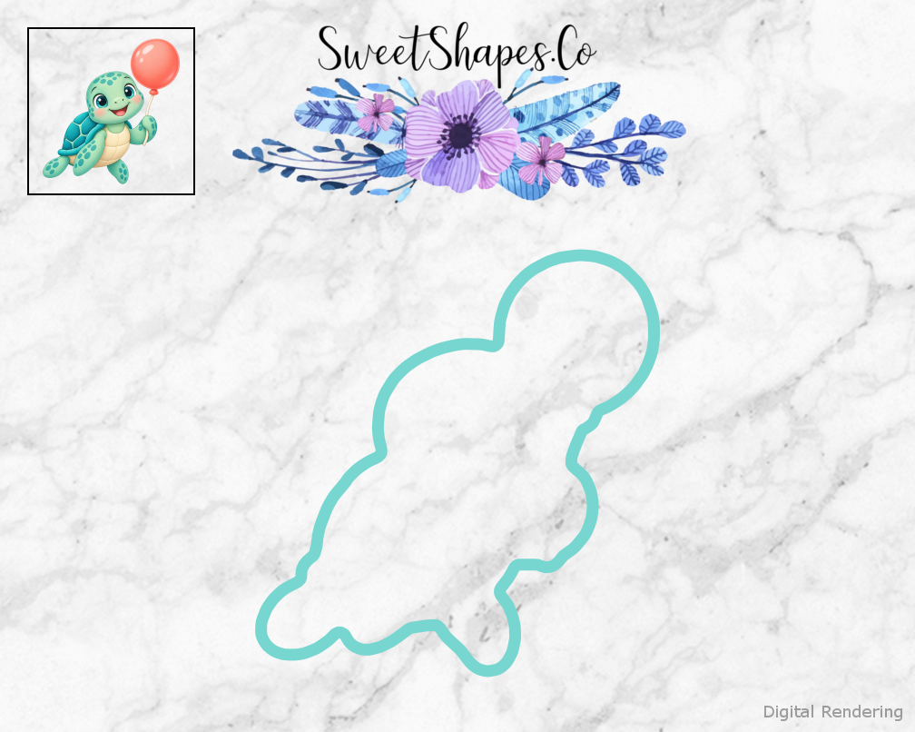Ocean Party Turtle With Balloon Cookie Cutter