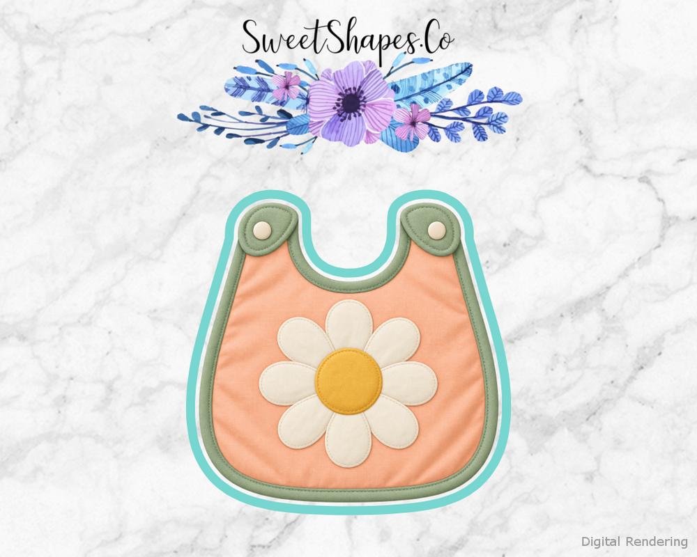 Peach Daisy Baby Bib Cookie Cutter