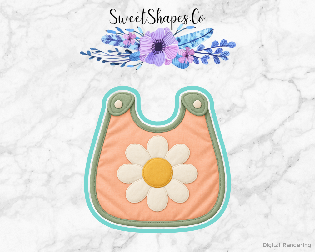 Peach Daisy Baby Bib Cookie Cutter