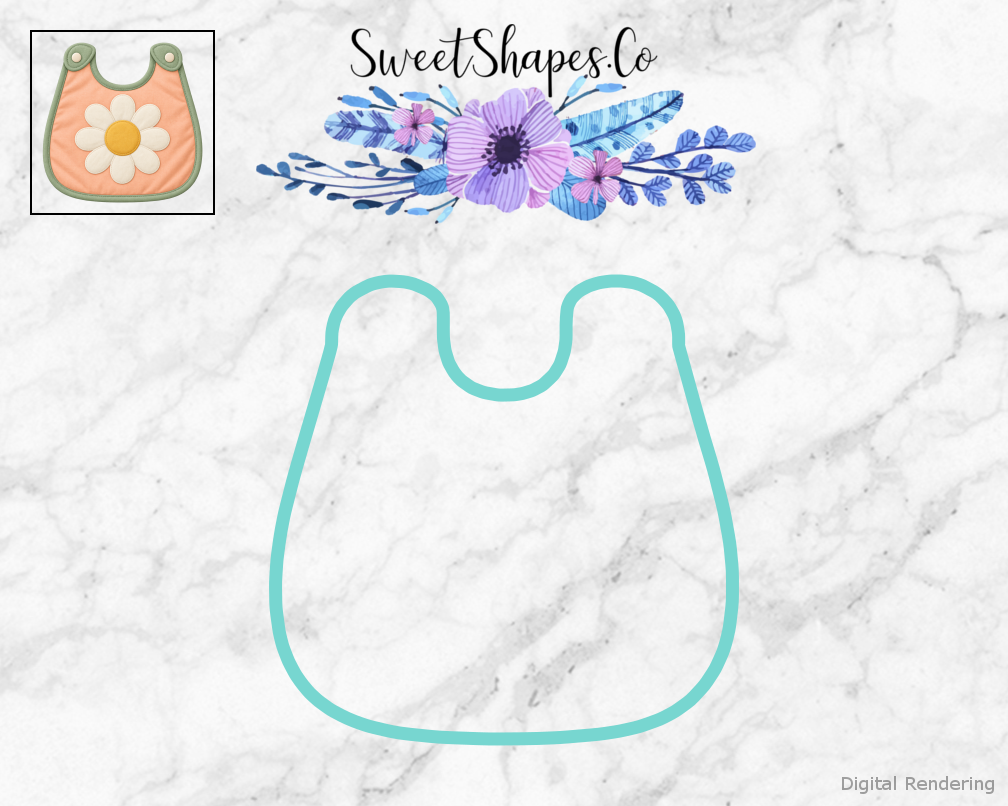 Peach Daisy Baby Bib Cookie Cutter
