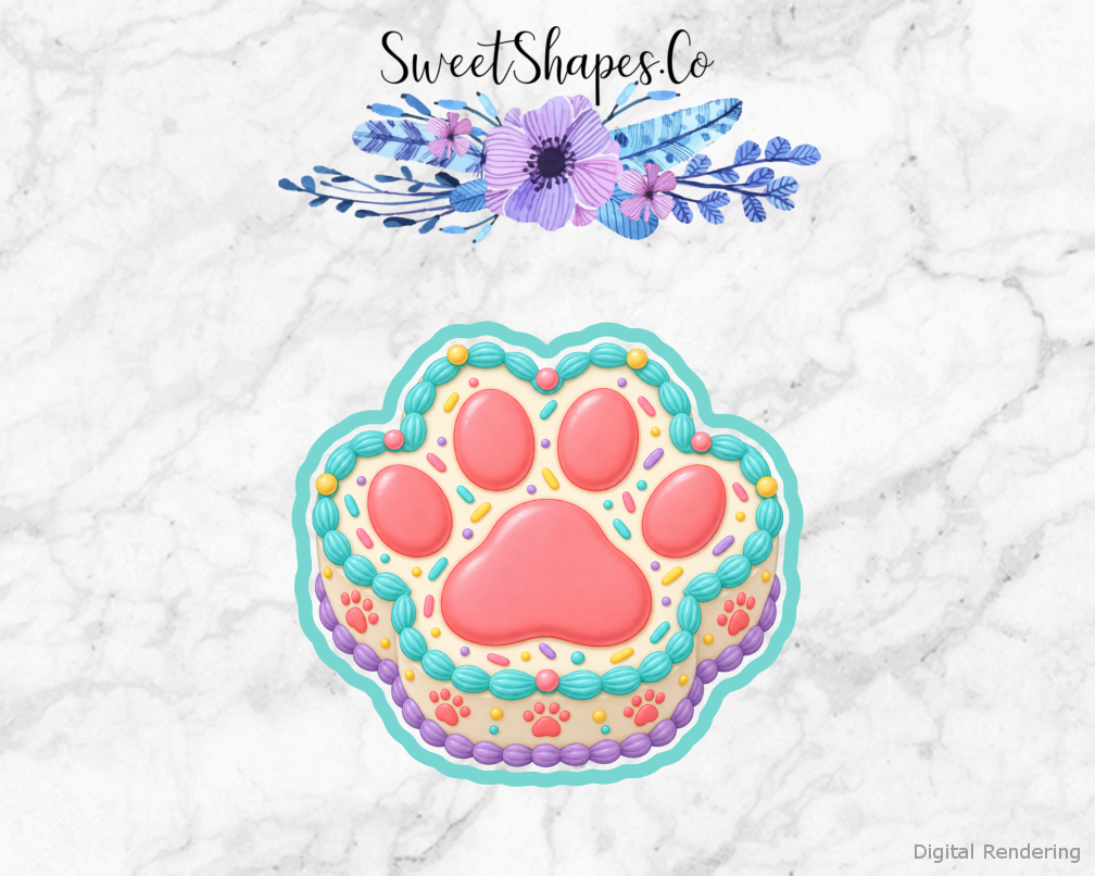 Pet Party Paw-Shaped Birthday Cake Cookie Cutter