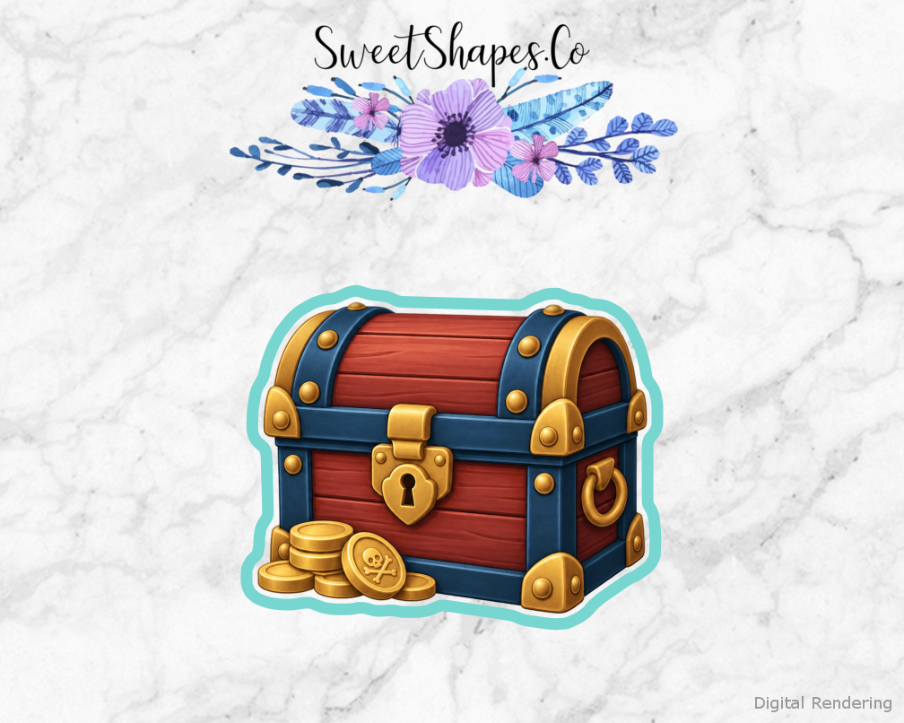 Pirate Adventure Closed Treasure Chest with Coin Detail Cookie Cutter