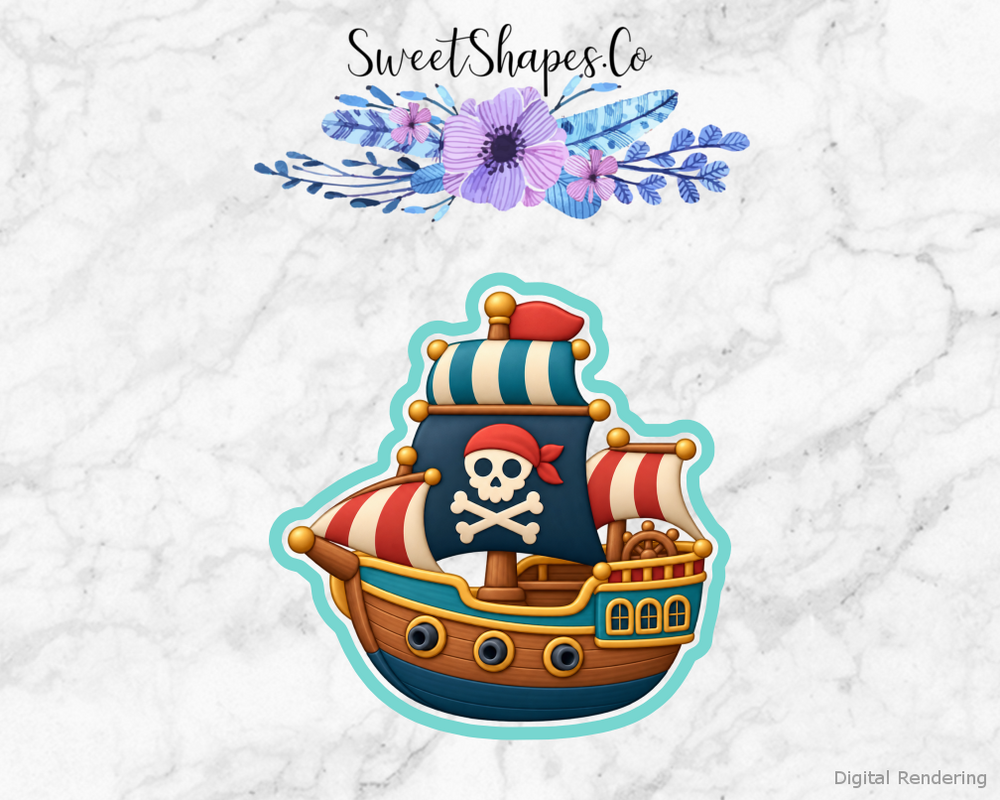 Pirate Adventure Rounded Pirate Ship Cookie Cutter