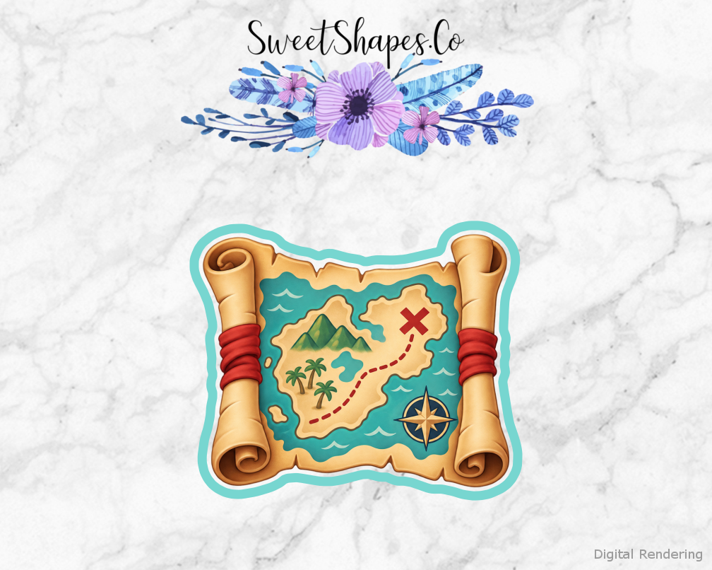 Pirate Adventure Treasure Map Scroll Cookie Cutter