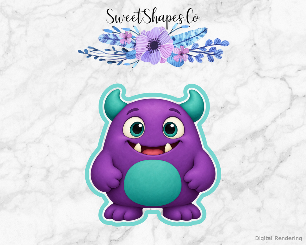 Plum and Teal Happy Monster Cookie Cutter
