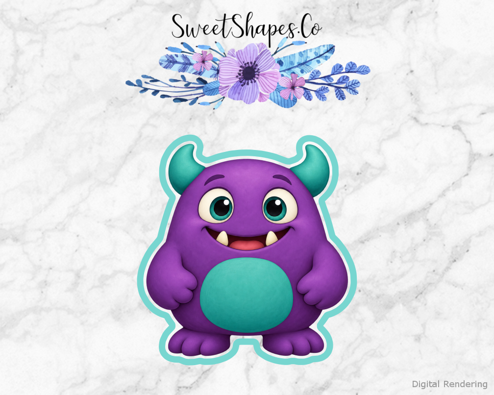 Plum and Teal Happy Monster Cookie Cutter