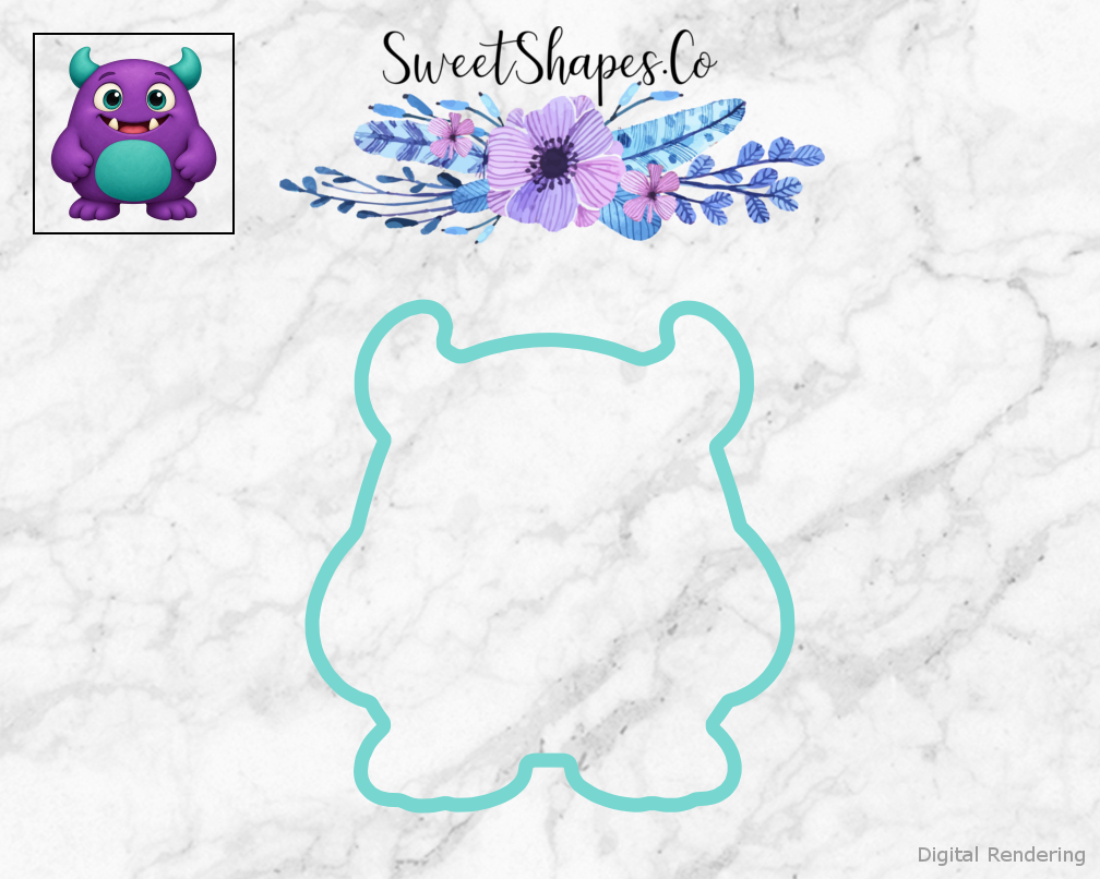 Plum and Teal Happy Monster Cookie Cutter