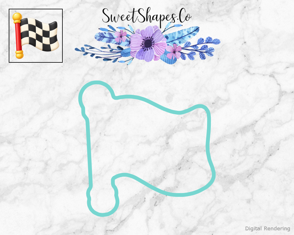 Race Day Checkered Flag on Short Pole Cookie Cutter