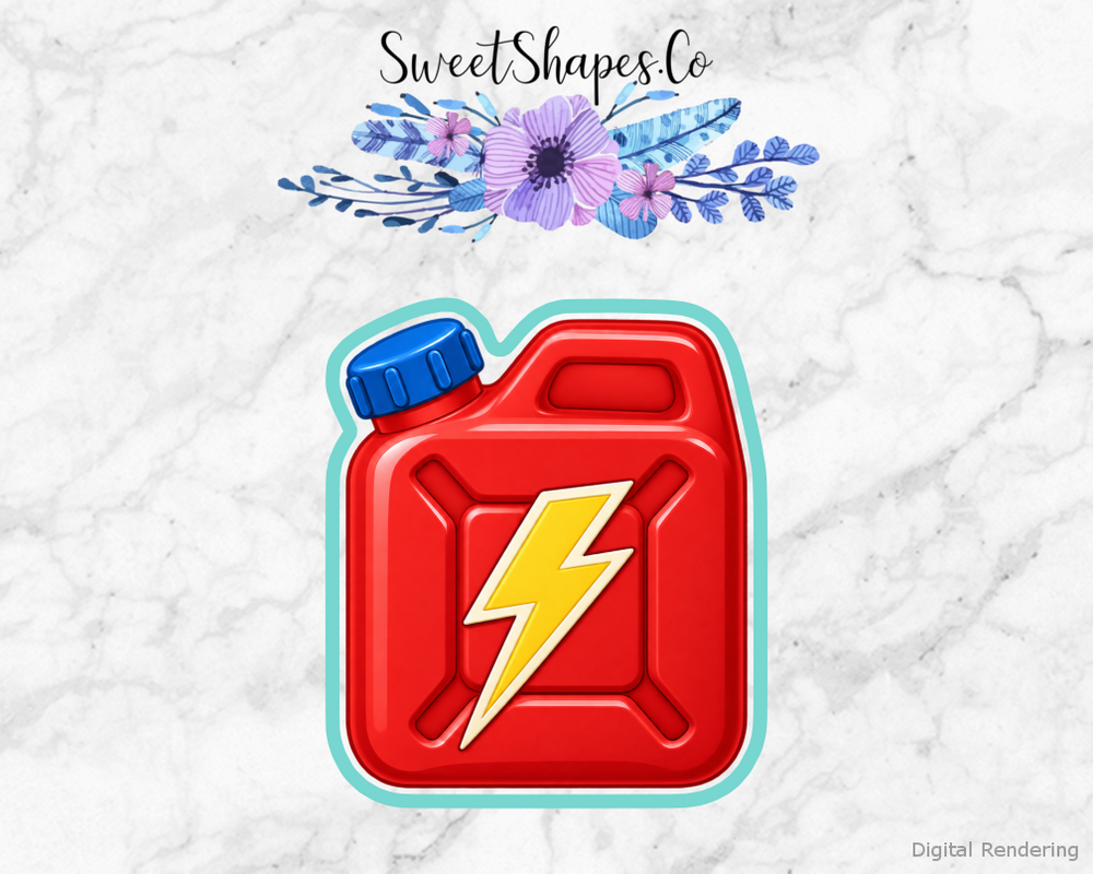 Race Day Fuel Can with Lightning Detail Cookie Cutter