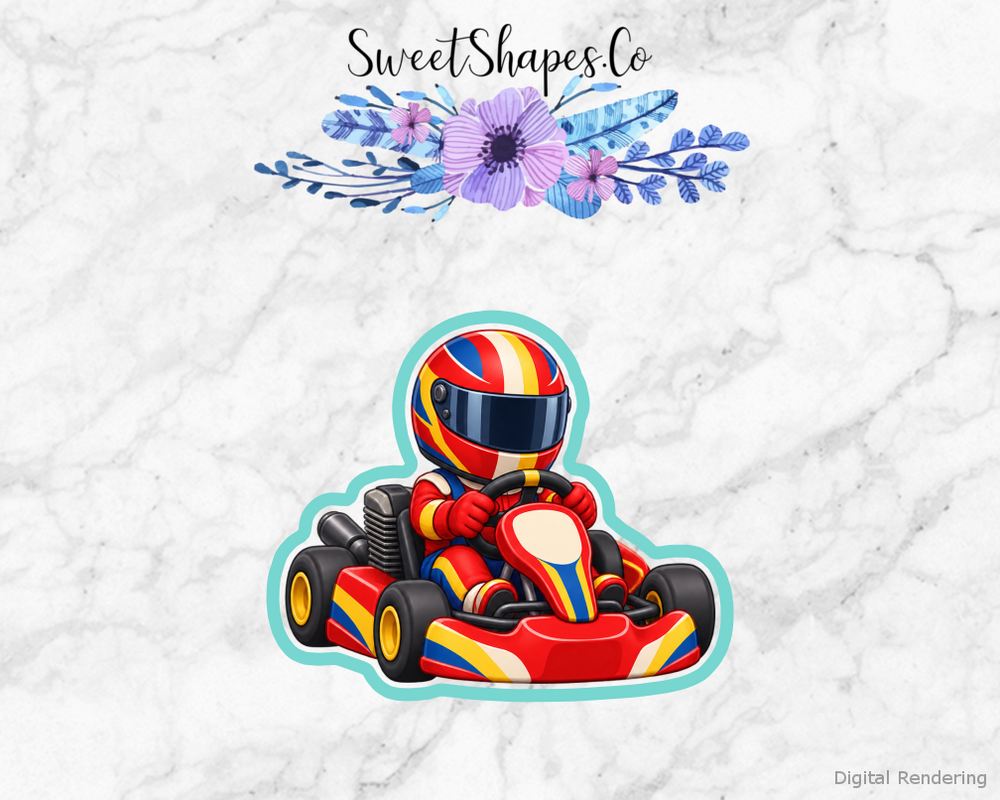 Race Day Go-Kart with Helmeted Driver Cookie Cutter