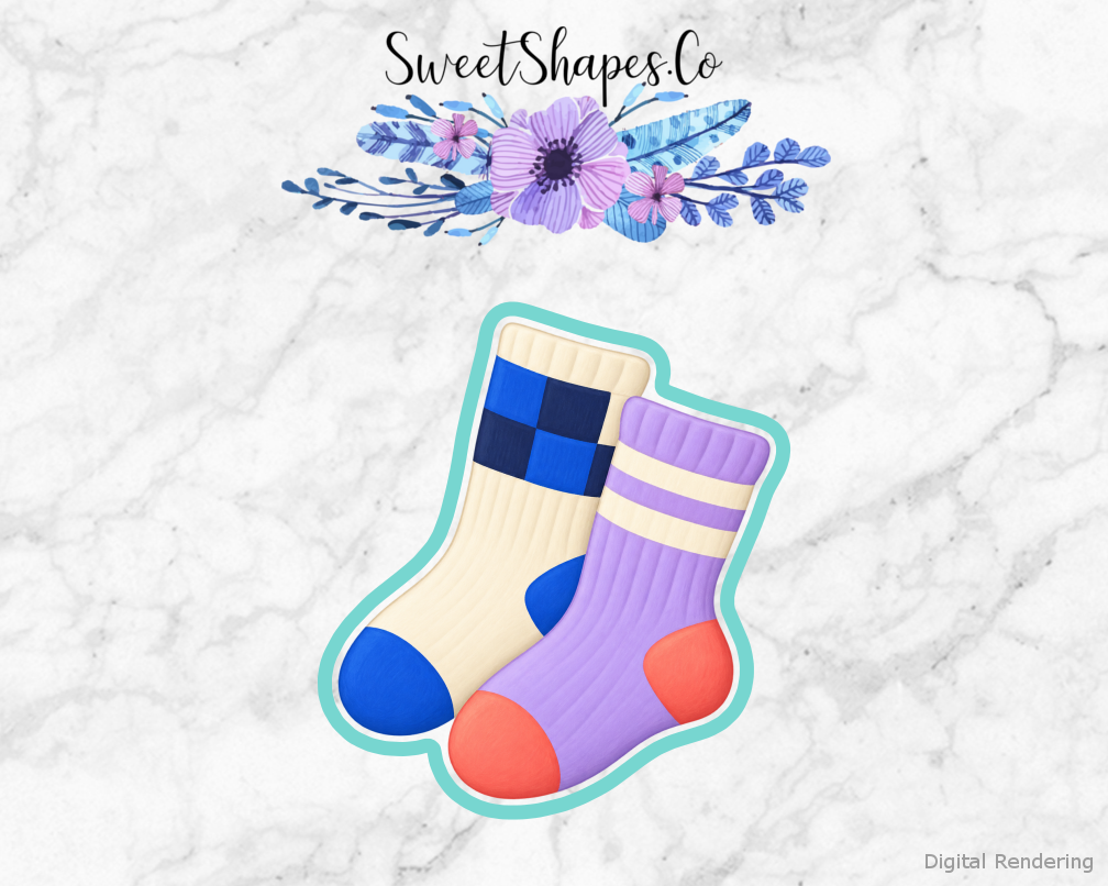 Roller Rink Checkered Sock Pair Cookie Cutter