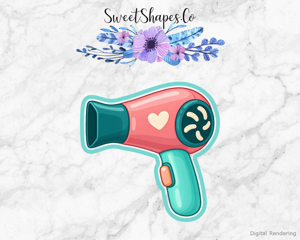 Rose Teal Salon Hair Dryer Cookie Cutter
