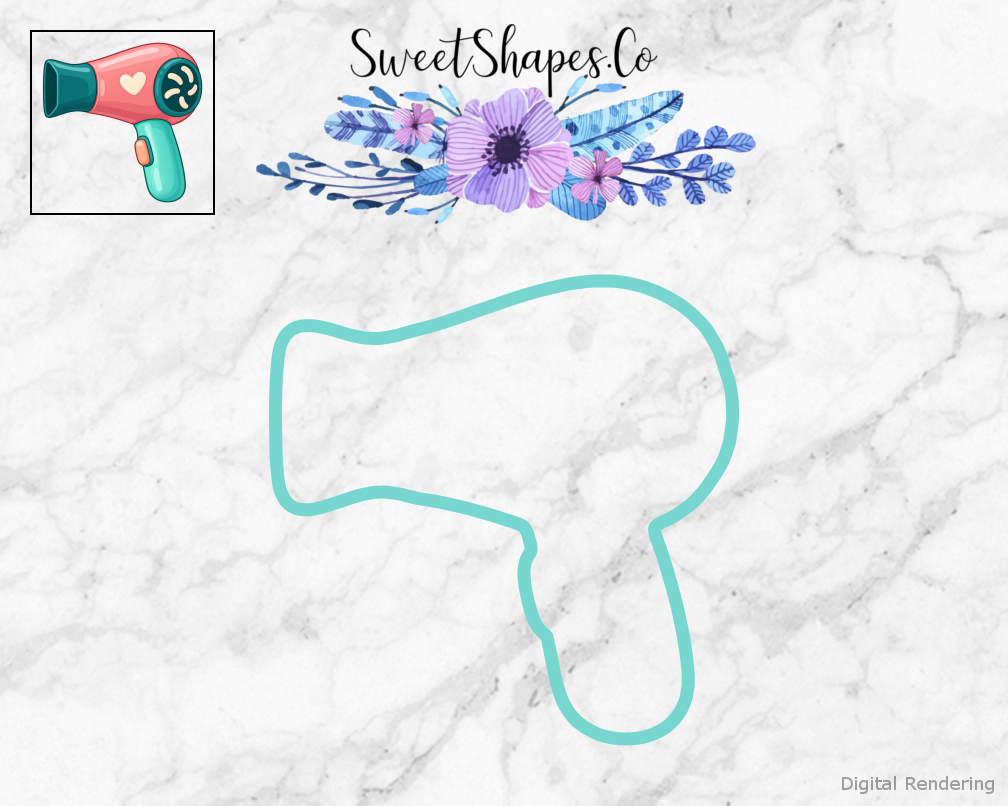 Rose Teal Salon Hair Dryer Cookie Cutter