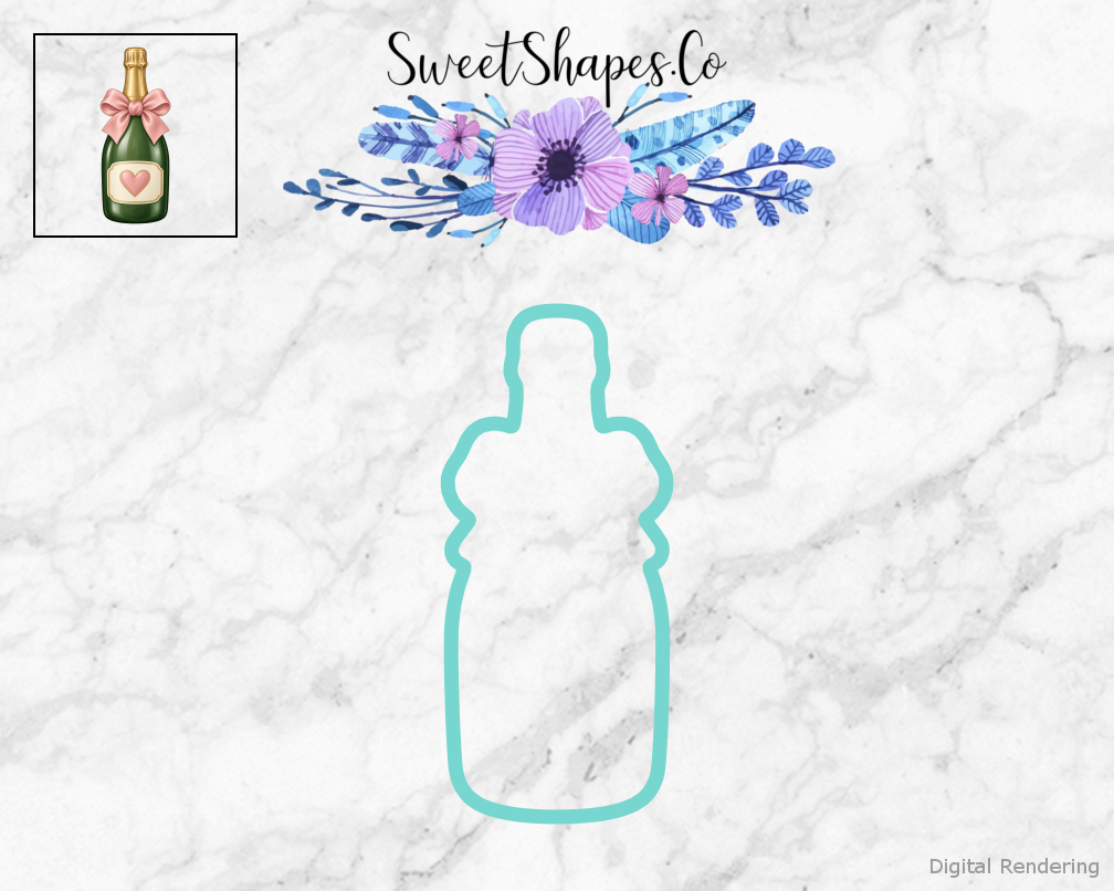 Sage Blush Bow Champagne Bottle Cookie Cutter