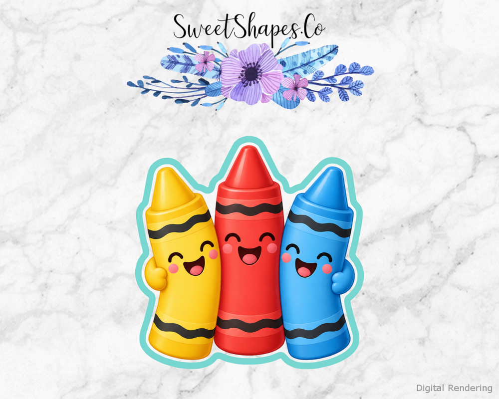School Star Happy Crayon Trio Cookie Cutter