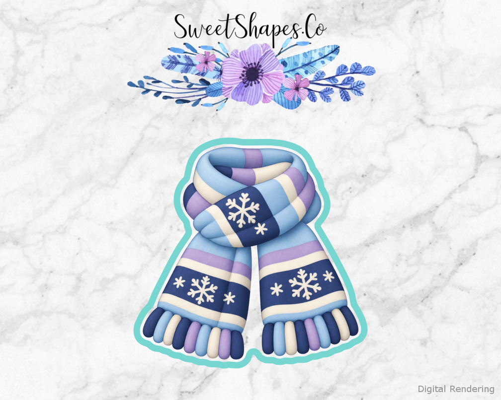 Snow Day Folded Winter Scarf Cookie Cutter