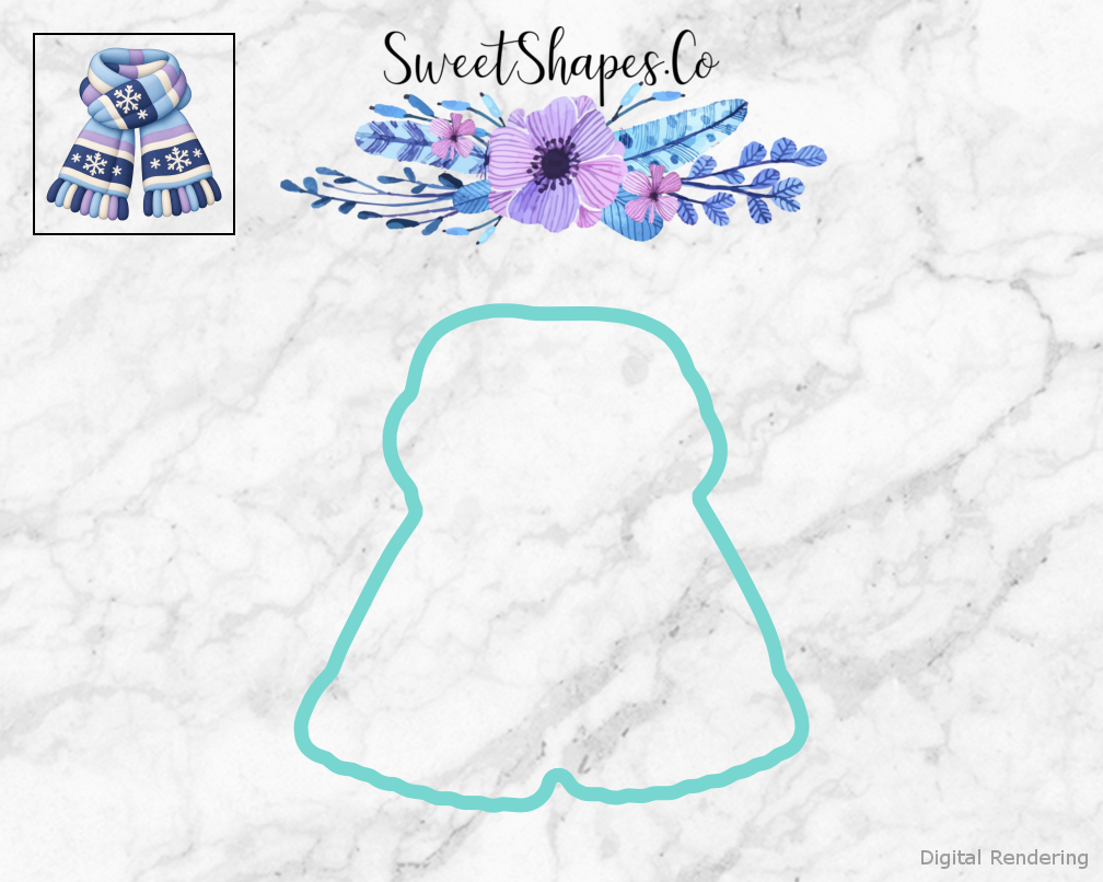 Snow Day Folded Winter Scarf Cookie Cutter