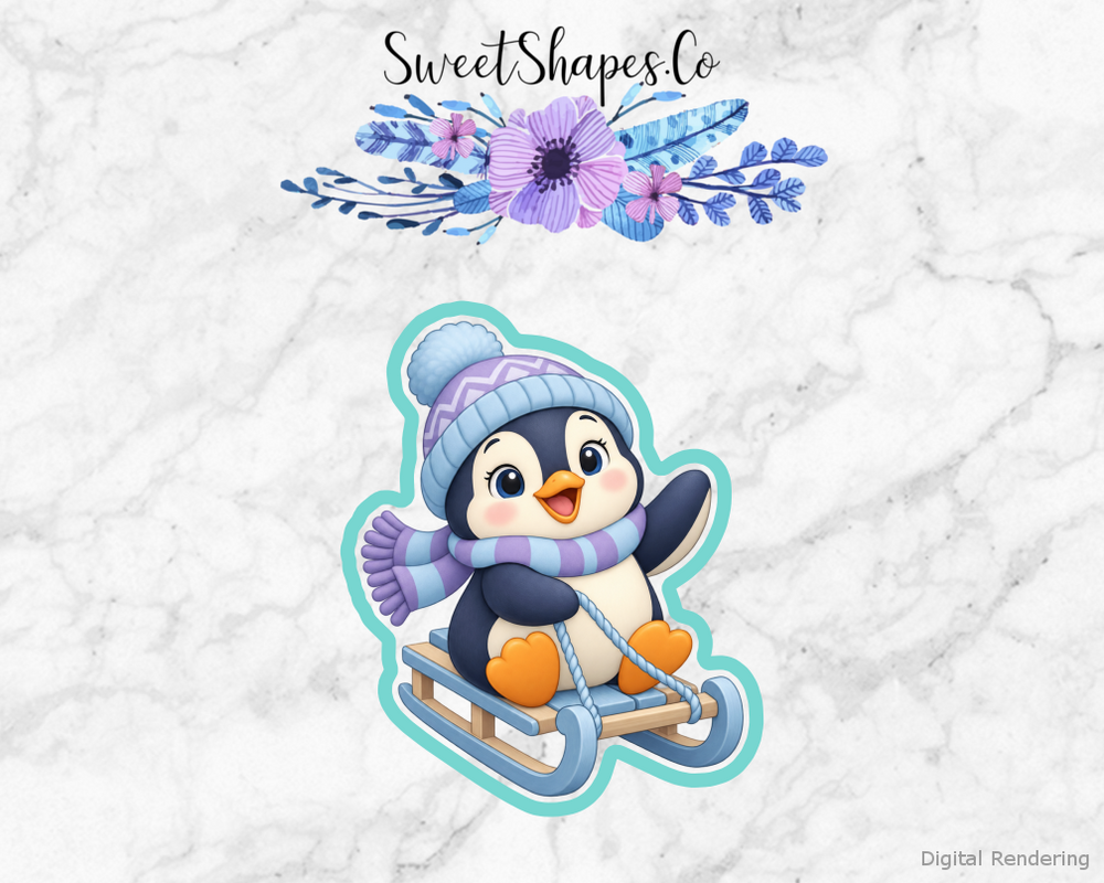 Snow Day Penguin on Sled Cookie Cutter