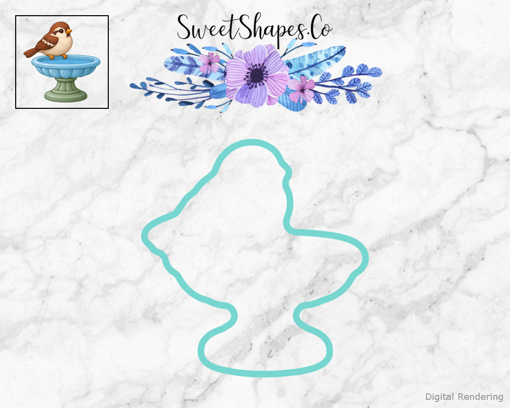 Sunny Sparrow Bird Bath Cookie Cutter