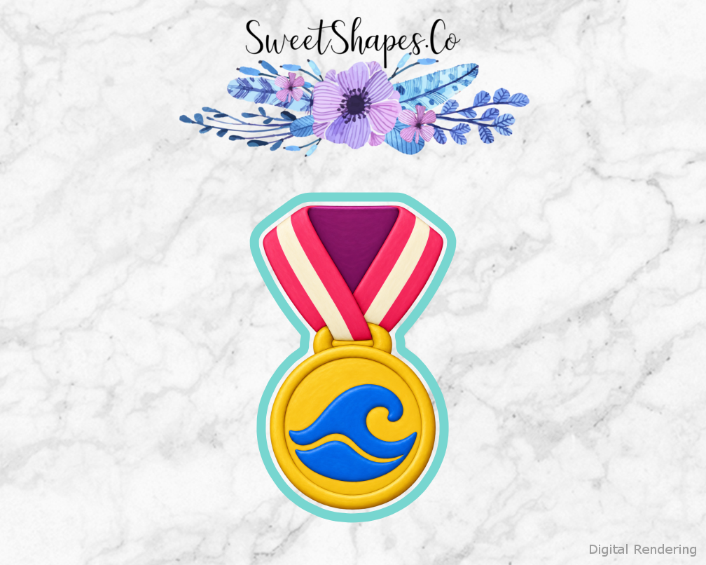 Swim Club Wave Medal Cookie Cutter