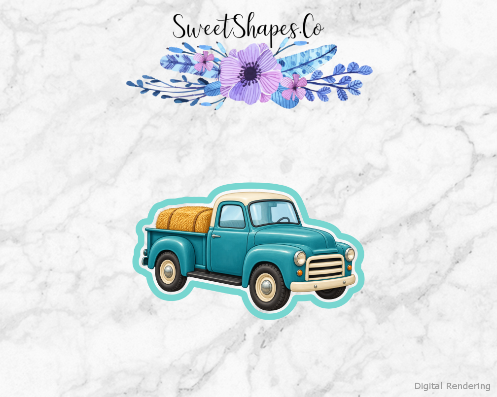 Teal Farm Pickup Truck Cookie Cutter
