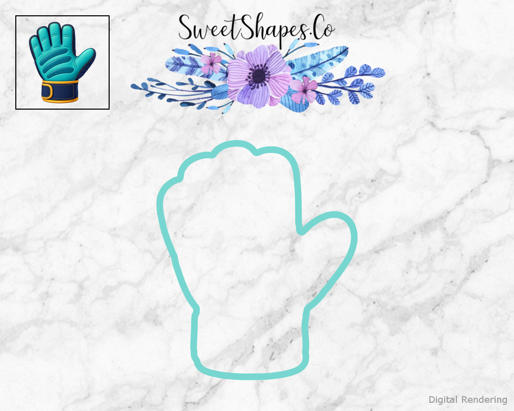 Teal Gold Goalie Glove Cookie Cutter