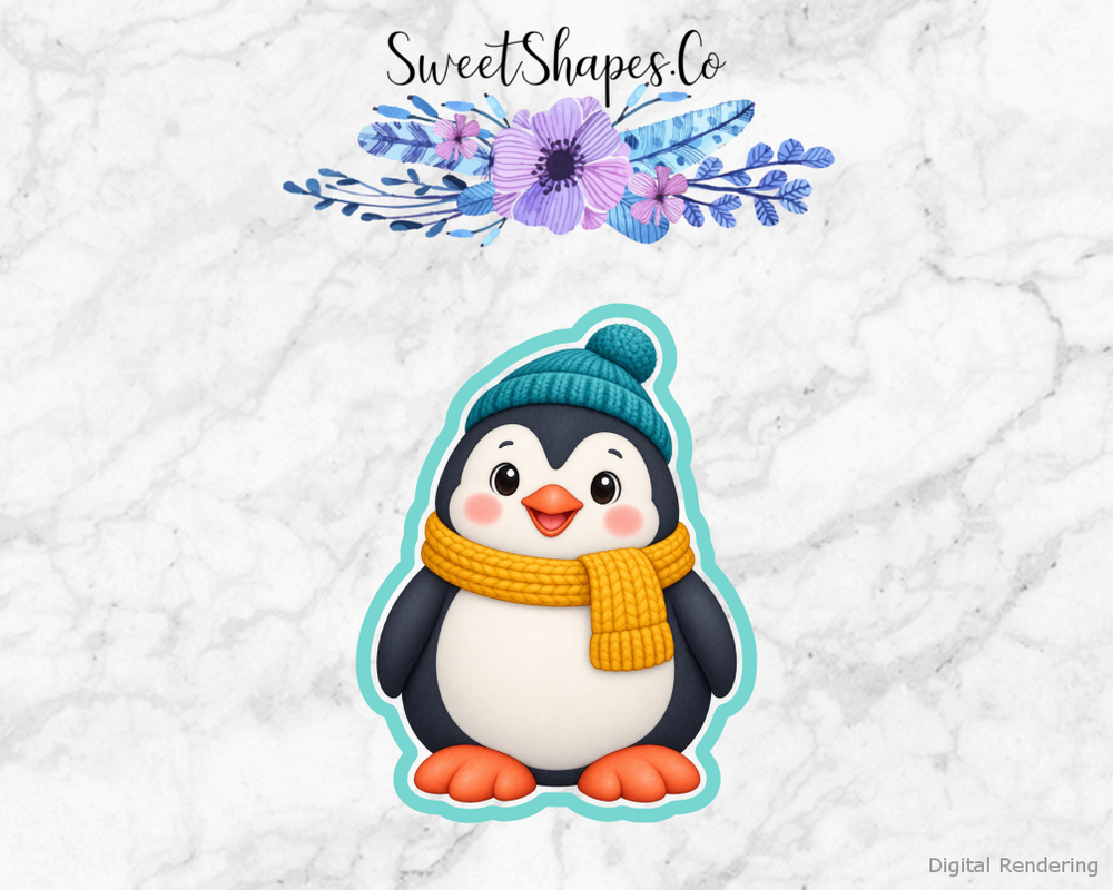 Teal Hat Winter Penguin Cookie Cutter