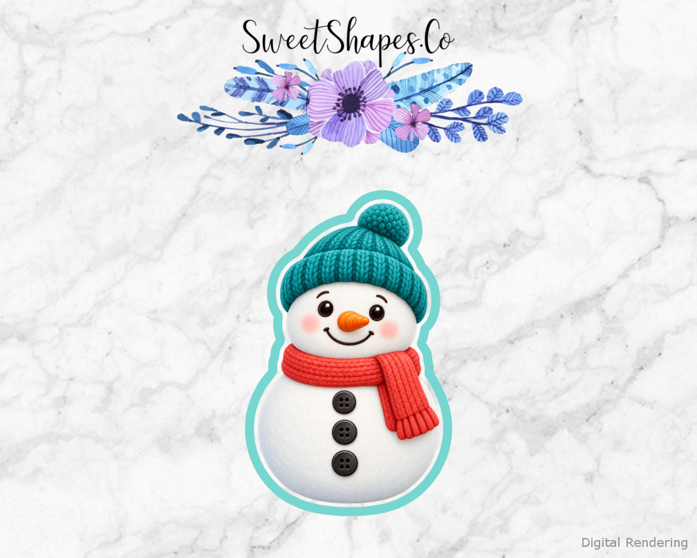 Teal Hat Winter Snowman Cookie Cutter