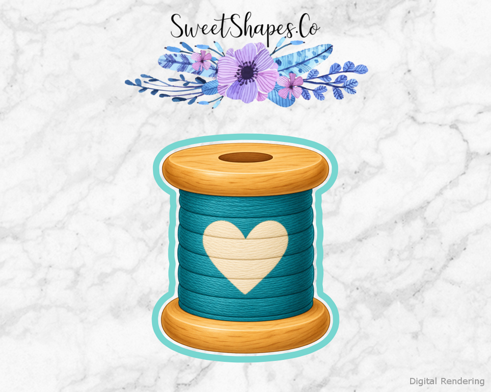 Teal Heart Thread Spool Cookie Cutter
