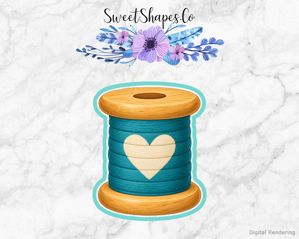 Teal Heart Thread Spool Cookie Cutter