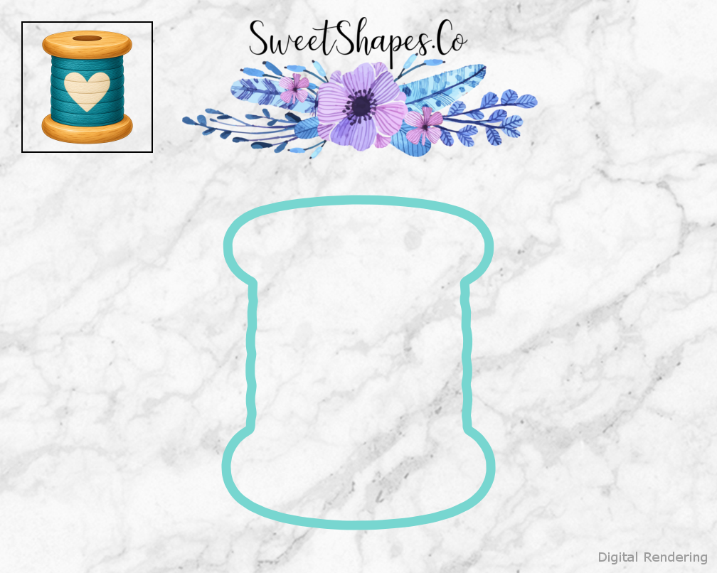 Teal Heart Thread Spool Cookie Cutter