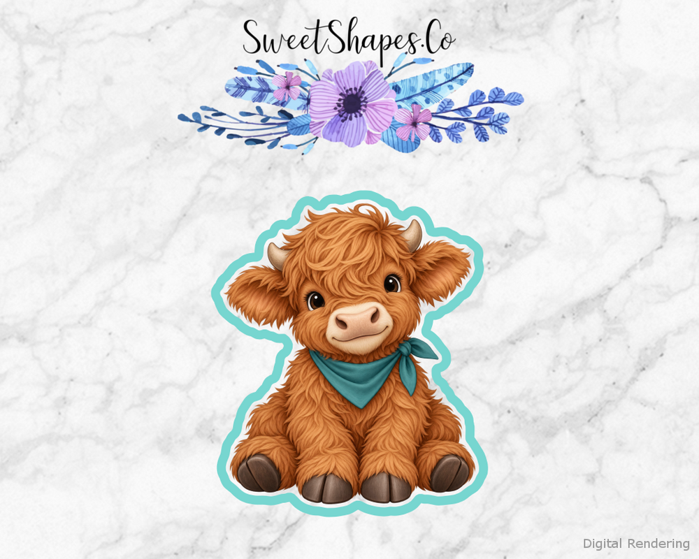 Teal Neckerchief Highland Calf Cookie Cutter