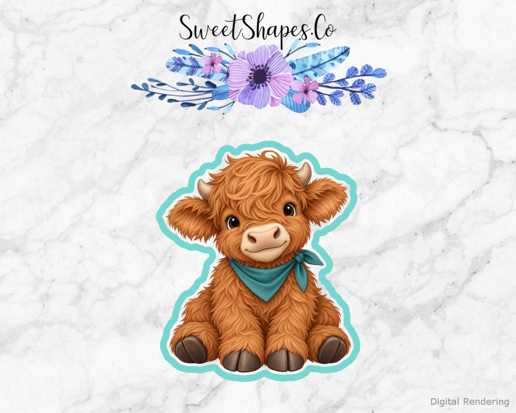 Teal Neckerchief Highland Calf Cookie Cutter
